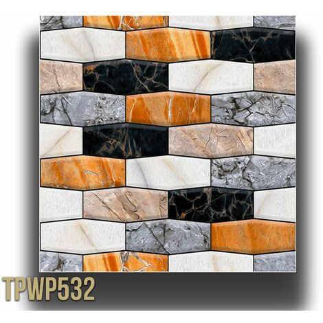 pacco da 4 Pannelli 3D Autoadesivi in PVC 30X30cm vari decori ultrarealistici ideali per bagni e cucine-MATTONI ESAGONALI - TPWP532