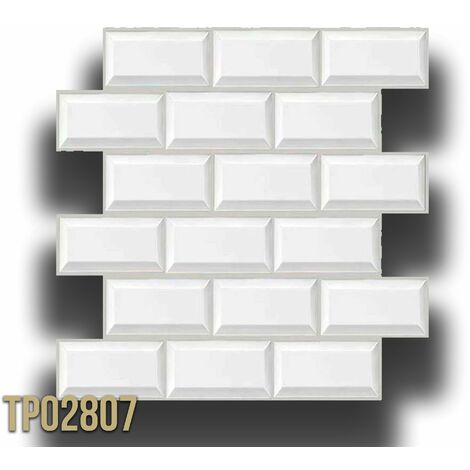 pacco da 4 Pannelli 3D Autoadesivi in PVC 30X30cm vari decori ultrarealistici ideali per bagni e cucine-PIASTRELLE BIANCHE - TP02807