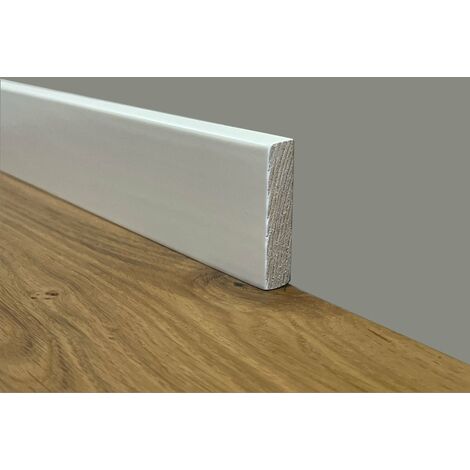 100 metri lineari di Battiscopa PREMIUM in legno MASSELLO quadro 43x9mm laccato bianco liscio
