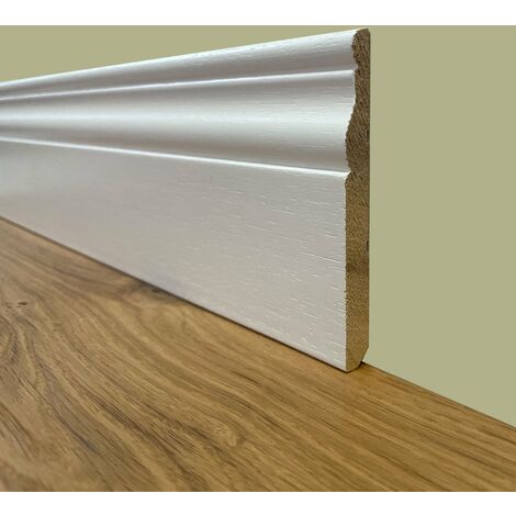 96 metri lineari di BATTISCOPA SLIM laccato bianco in legno MASSELLO DUCALE 100X10
