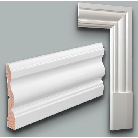Mostrina e Battiscopa PREMIUM in legno MASSELLO mod. VITTORIANO 91x15 laccato bianco liscio (prezzo al metro)