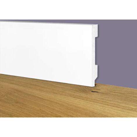 Battiscopa Zoccolino BIANCO Squadrato passacavo 70x15mm in POLIMERI - Polistrutturato (prezzo al metro)