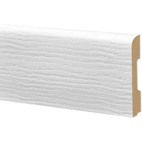 Battiscopa BC Spazzolato in POLIMERI EqualWood HI-TEC 68x10mm Bianco, Alluminio ecc. (prezzo al metro)-BIANCO SPAZZOLATO