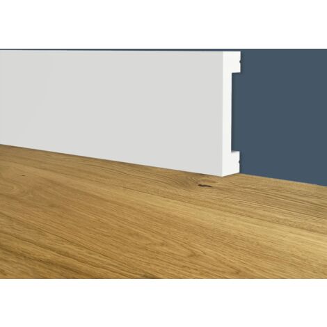 Battiscopa SQUADRATO BIANCO Passacavo 40x10mm in POLIMERI - Polistrutturato (prezzo al metro)