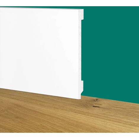 Battiscopa Zoccolino BIANCO Squadrato passacavo 150x15mm in POLIMERI - Polistrutturato (prezzo al metro)