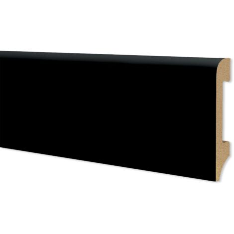 Battiscopa BC Spazzolato in POLIMERI EqualWood HI-TEC 75x14mm Nero, Bianco, Alluminio ecc. (prezzo al metro)-NERO