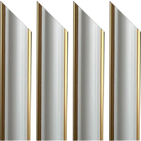 4 barre intere PRETAGLIATE AD ANGOLO per Bugna Boiserie in polimeri linea GOLD (doppio filo oro) ral 9010 varie dimensioni-4 barre da 280cm (1/2)