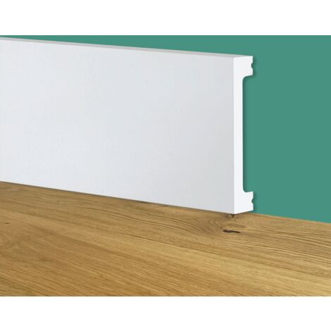 Battiscopa SQUADRATO BIANCO Passacavo 100x13mm in POLIMERI - Polistrutturato (prezzo al metro)