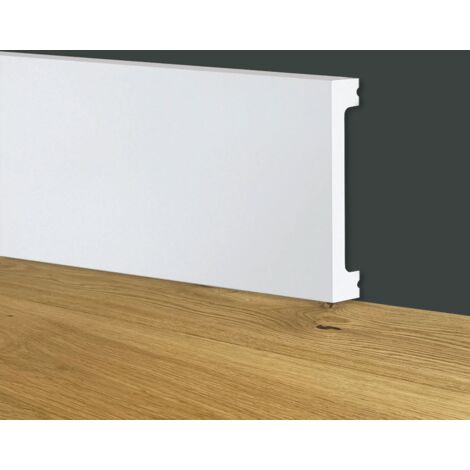 84ml bancale di Battiscopa SQUADRATO BIANCO Passacavo 100x13x2000mm in POLIMERI