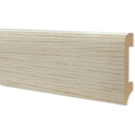 Battiscopa BC Spazzolato in POLIMERI EqualWood HI-TEC 75x14mm Nero, Bianco, Alluminio ecc. (prezzo al metro)-ROVERE SBIANCATO