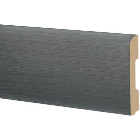 Battiscopa BC Spazzolato in POLIMERI EqualWood HI-TEC 68x10mm Bianco, Alluminio ecc. (prezzo al metro)-ALLUMINIO