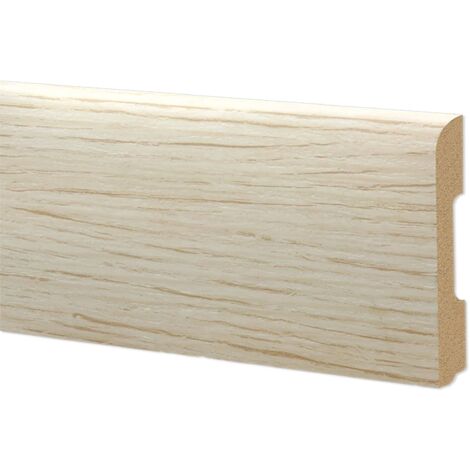 Battiscopa BC Spazzolato in POLIMERI EqualWood HI-TEC 68x10mm Bianco, Alluminio ecc. (prezzo al metro)-ROVERE SBIANCATO