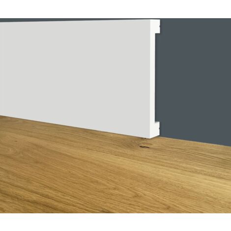 Battiscopa SQUADRATO BIANCO PASSACAVO 60x10mm in POLIMERI - Polistrutturato (prezzo al metro)