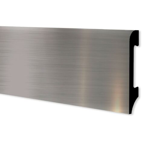 Battiscopa BC Spazzolato in POLIMERI EqualWood HI-TEC 75x14mm Nero, Bianco, Alluminio ecc. (prezzo al metro)-ALLUMINIO