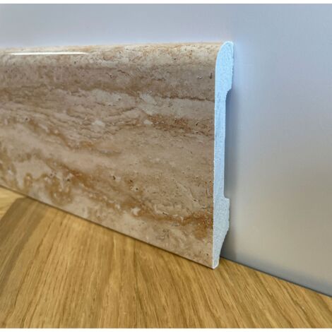 Battiscopa BC Lucido TRAVERTINO 85x14mm in POLIMERI - Polistrutturato (prezzo al metro)