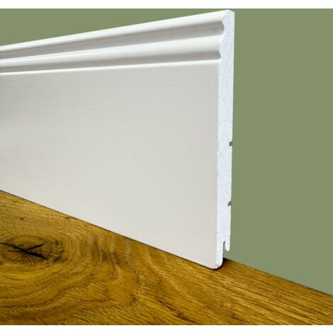 Battiscopa PREMIUM in legno MASSELLO mod.DUCALE 140x15 laccato bianco liscio (prezzo al metro)