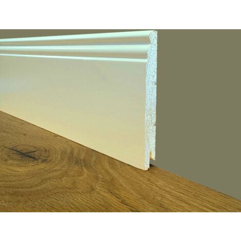 100ml di Battiscopa PREMIUM in legno MASSELLO mod.DUCALE 120x15 laccato bianco RAL 9010 (Avorio)