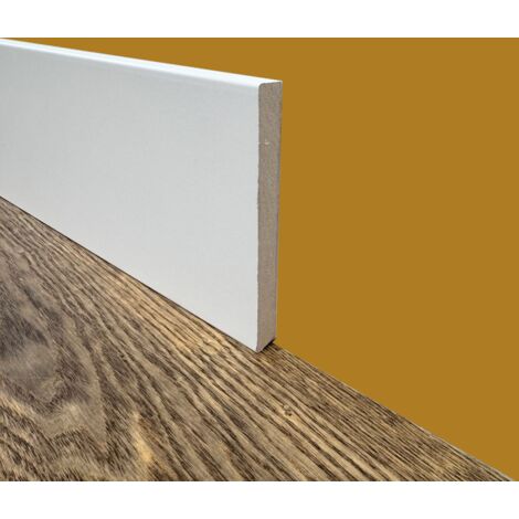 100ml di BATTISCOPA ZOCCOLINO SQUADRATO in FIBRA DI LEGNO COMPATTA 120X12 BIANCO