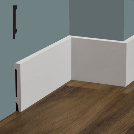 Battiscopa Liscio In Polimeri Duri - 200x8x1.4 Cm, Impermeabile, Facile Da Installare, Per Interni Ed Esterni