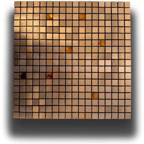 TOP Piastrella autoadesiva in vero alluminio con inserti  in Vetro  30x30cm (sp. 3mm) color RAME