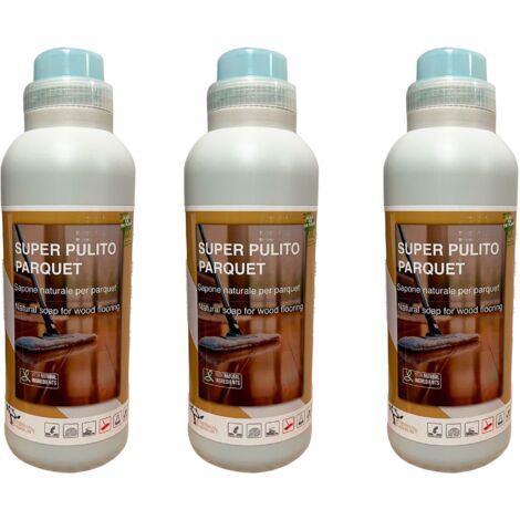il n1 - SUPER PULITO PARQUET rivoluzionario detergente NATURALE a PH NEUTRO e protettivi formulato per parquet - Di Eternal Parquet-3 flaconi da 1 litro