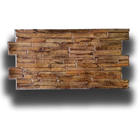 pacchi da 10 o 20 Pannelli 3D Rivestimento a parete in PVC effetto PIETRA BROWN 96x48cm Realistici, isolanti-Pacco da 10 pannelli 96x48cm