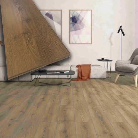 Pavimento in laminato AC4 8mm Click Spazzolato bisellato Quercia Prime 193x1205 (prezzo al m²)