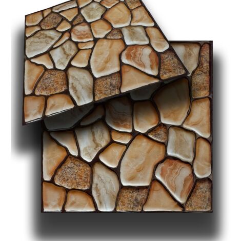 Piastrelle 3D a rilievo AUTOADESIVE in PVC 30x30cm Pietra, mattoni, marmo. Idrorepellenti-SASSI BEIGE 30x30cm