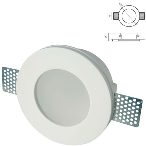 STOCK Portafaretto In Gesso Ceramico ad incasso Diametro 150 con Vetro 40W GU10 IP20