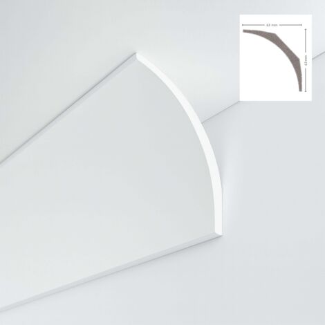STOCK FOLLI Profilo a soffitto in Polimeri Bianco RAL 9016 verniciabile 63X63mm (Prezzo al metro)