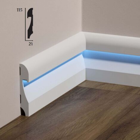 Battiscopa BC incasso LED in POLIMERI FeelingWood-HD 115x21mm - BIANCO (prezzo al metro)