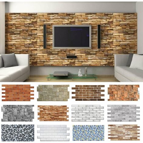 Pannelli 3D Rivestimento a parete in PVC effetto pietra,mattoni,ceramiche,  legno Realistici e isolanti.-7309 (