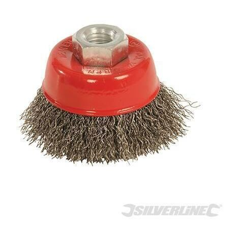 Spazzole a tazza con filamenti ondulati in acciaio per smerigliatrici angolari Silverline-65 mm