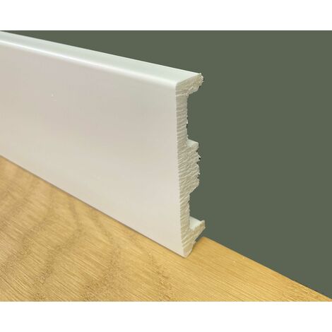 Battiscopa Zoccolino Squadrato Passacavo in Duropolimero Polistrutturato Bianco 80x15 BEST PRICE (prezzo al metro)