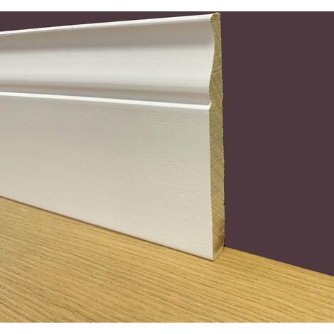 BATTISCOPA HELIZABETH 120X13 laccato bianco legno MASSICCIO/MASSELLO Zoccolino (prezzo al metro lineare)