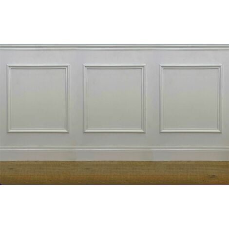 2 metri lineari di Boiserie CLASSIC in legno MASSICCIO di Ayous laccato bianco tutto incluso (200Lx100Hcm)