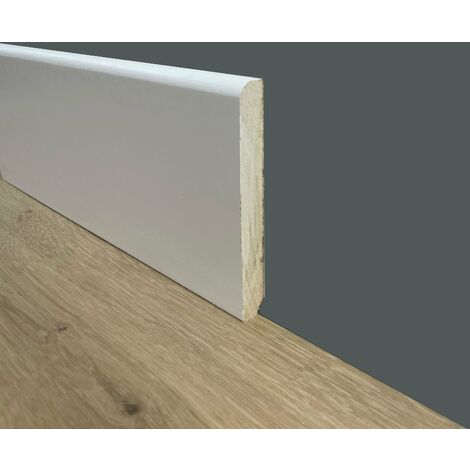 Battiscopa - zoccolini in Legno Massello alto BC - 120x13mm Laccato Bianco (prezzo al metro)