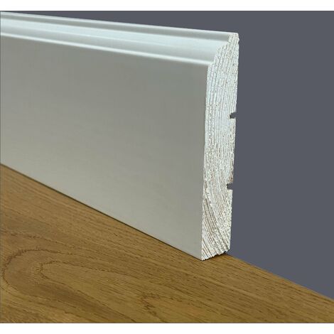 100 metri lineari di Battiscopa PREMIUM in legno MASSELLO mod.FIRENZE 91x15 laccato bianco