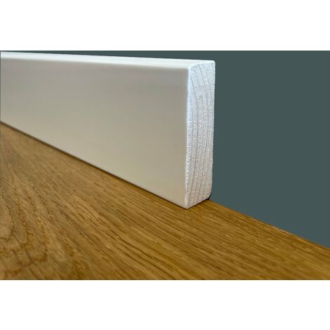100 metri lineari di Battiscopa PREMIUM in legno MASSELLO squadrato 55x14 laccato bianco liscio