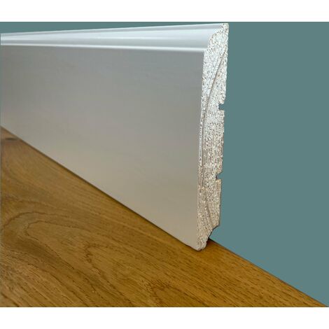 100 metri lineari di Battiscopa PREMIUM in legno MASSELLO mod.FIRENZE 120x15 laccato bianco