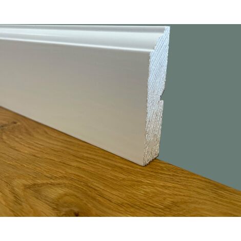 100 metri lineari di Battiscopa PREMIUM in legno MASSELLO mod.FIRENZE 68x15 laccato bianco liscio