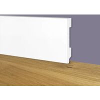 Battiscopa Zoccolino BIANCO Squadrato passacavo 70x15mm in POLIMERI - Polistrutturato (prezzo al metro)