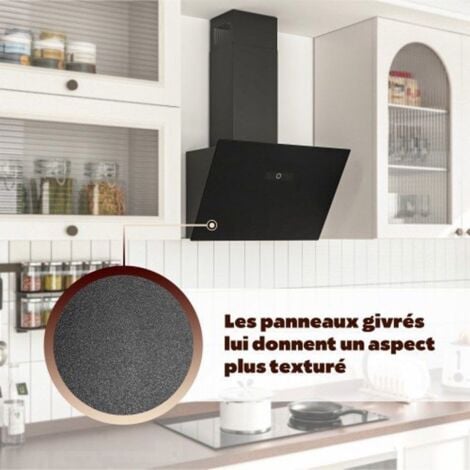 FIREGAS Hottes Aspirantes 60cm, Hotte de Cuisine Inclinée, 578m³/h Puissance d'aspiration élevée, Avec levier d'air, verre dépoli