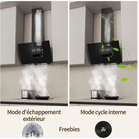 Hotte Aspirante Inclinée FIREGAS 60cm - Puissance d'aspiration élevée - Evacuation ou Recyclage