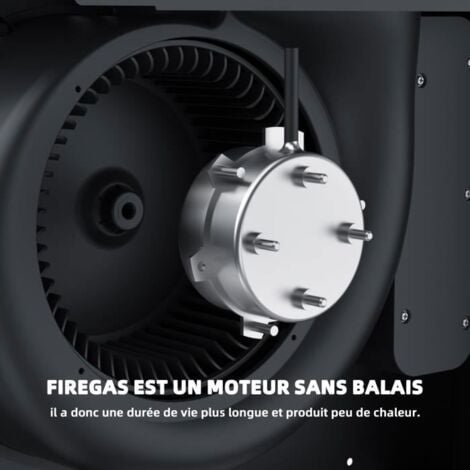 FIREGAS Hotte Aspirante Murale 60cm,Moteur Sans Balais, 550 m³/h, 9 Vitesses, Avec Filtre, Noir,Bord Transparent