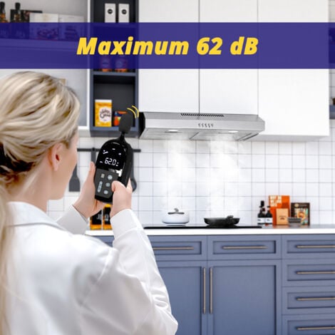 Hotte aspirante FIREGAS 60 cm, évacuation et recyclage, moteur brushless, classe énergétique A