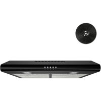 FIREGAS Hotte aspirante 60 cm - Hotte aspirante avec pare-soleil - Eclairage LED - Filtre à charbon inclus - Aspiration et recirculation - Hottes aspirantes de cuisine