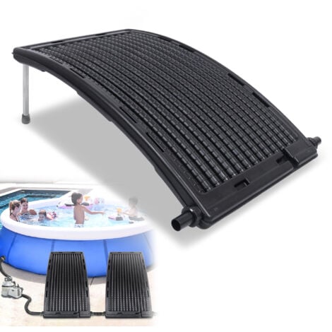 Froadp Riscaldatore Solare per Piscina 111x66cm Collettore Solare Connessione Ø 50 mm Pannello Curvo Sistema Solare Completo per Acqua Calda e Piscina, Nero