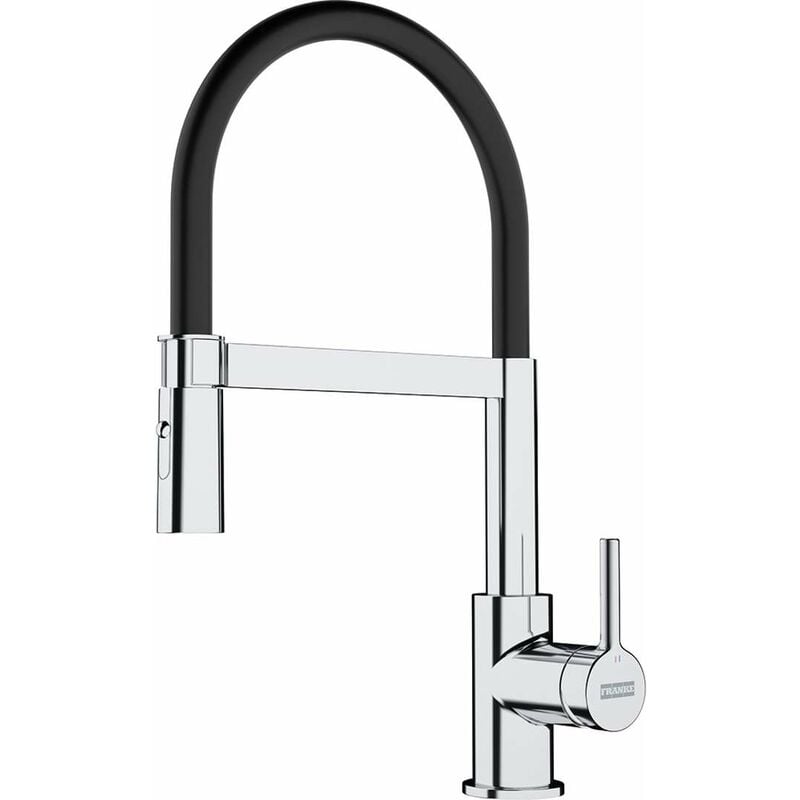 Franke Lina Spultischarmatur FC 6085.031 mit flexiblem Arm verchromt schwarz 115.0626.085