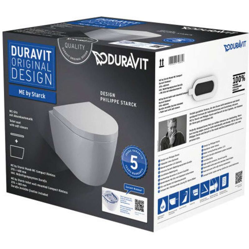 Duravit ME by Starck - Wandklosett mit WC-Sitz SoftClose, Rimless  